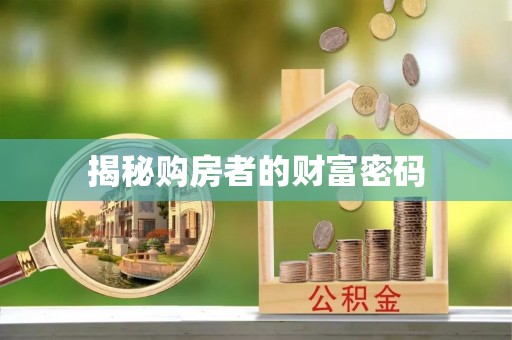 滨城揭秘购房者的财富密码