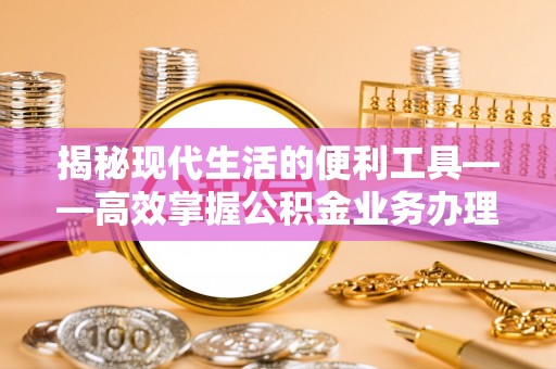 滨城揭秘现代生活的便利工具——高效掌握公积金业务办理流程的关键步骤
