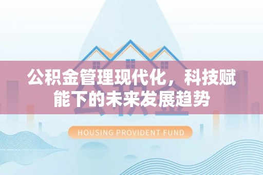 滨城公积金管理现代化，科技赋能下的未来发展趋势
